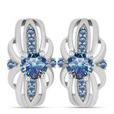 Ezüst Fülbevaló Óceánkék Moissanite-tal