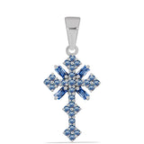 Kereszt Ezüst Medál Óceánkék Moissanite-tal