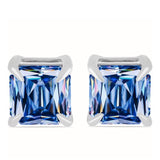 Ezüst Fülbevaló Óceánkék Moissanite-tal