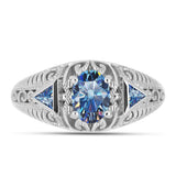 Ezüst Gyűrű Óceánkék Moissanite-tal