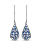 Ezüst Fülbevaló Óceánkék Moissanite-tal