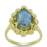 Arannyal Bevont Ezüst Gyűrű Labradorittal