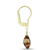Arannyal Bevont Ezüst Fülbevaló Kognak Kvarccal