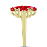 Arannyal Bevont Ezüst Gyűrű Vörös Acháttal és Fehér Topázzal