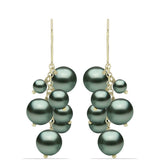 Arannyal Bevont Ezüst Fülbevaló "Tahiti-zöld" illúzió édesvízi Kagylógyönggyel