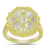 Arannyal Bevont Ezüst Gyűrű Gyöngyházzal