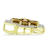 Arannyal Bevont Ezüst Medál Kognak Kvarccal és Fehér Topázzal