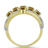 Arannyal Bevont Ezüst Gyűrű Kognak Kvarccal és Fehér Topázzal