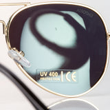 Emporia Italy - Pilóta Napszemüveg "DZSUNGEL", polarizált napszemüveg tokkal és tisztítókendővel, sárgászöld lencsék, arany színű keret