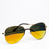 Emporia Italy - Pilóta Napszemüveg "NAPSUGÁR", polarizált napszemüveg tokkal és tisztítókendővel, narancssárgás lencsék, arany színű keret
