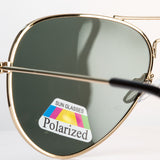 Emporia Italy - Pilóta Napszemüveg "EREDETI", polarizált napszemüveg tokkal és tisztítókendővel,  klasszikus sötétzöld lencsék, arany színű keret