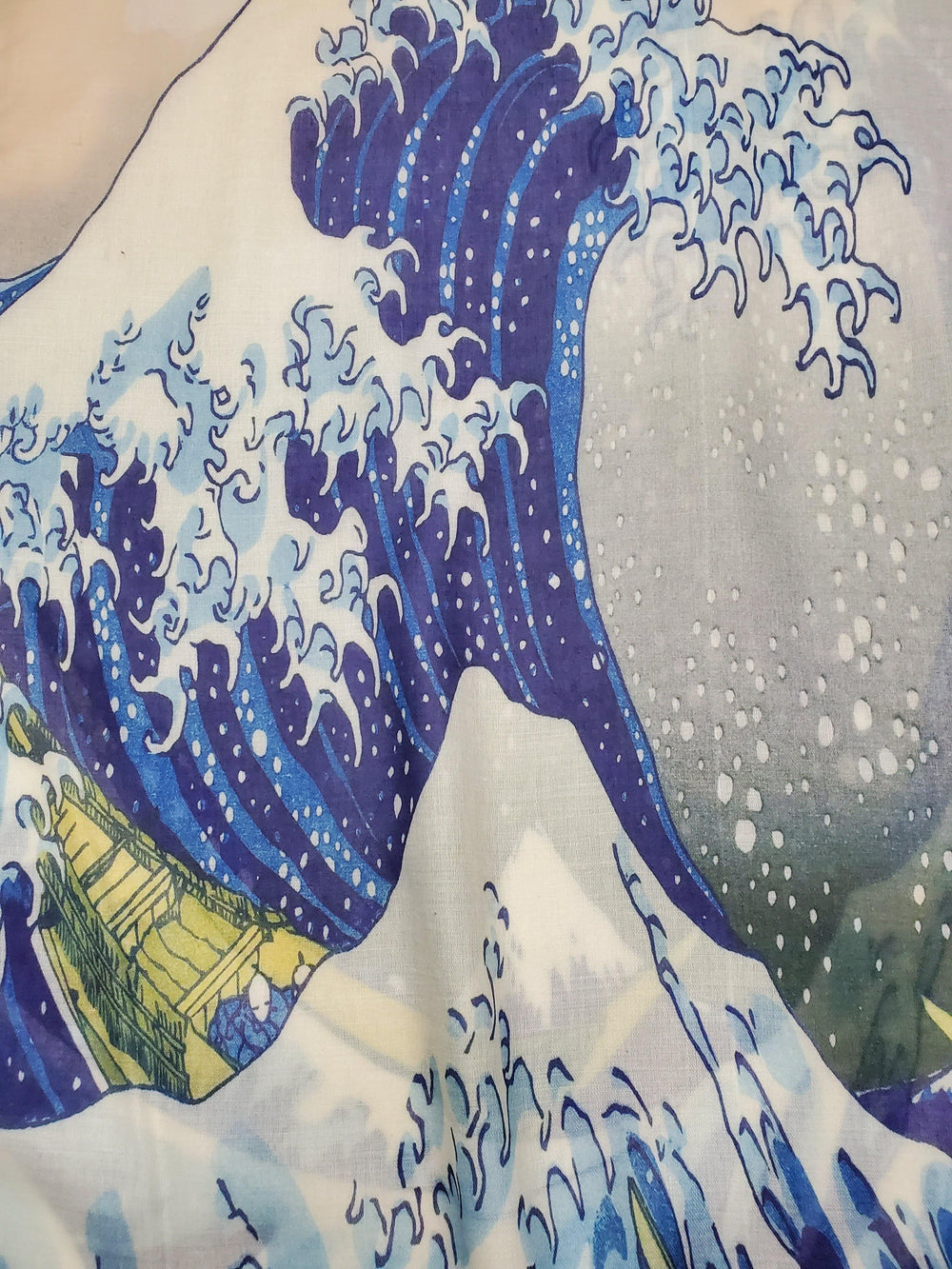 Pamut Sál-Kendő, 70 cm x 180 cm, Hokusai's - Great Wave Frayed - Multilady.hu