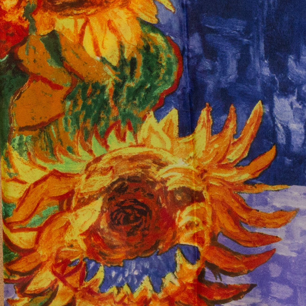 100% Selyem Sál, 90 cm x 180 cm, Van Gogh Hat Napraforgó