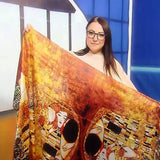 100% Valódi Selyem Sál-Kendő, 90 cm x 180 cm, Klimt - The Kiss festmény mintás - Multilady.hu